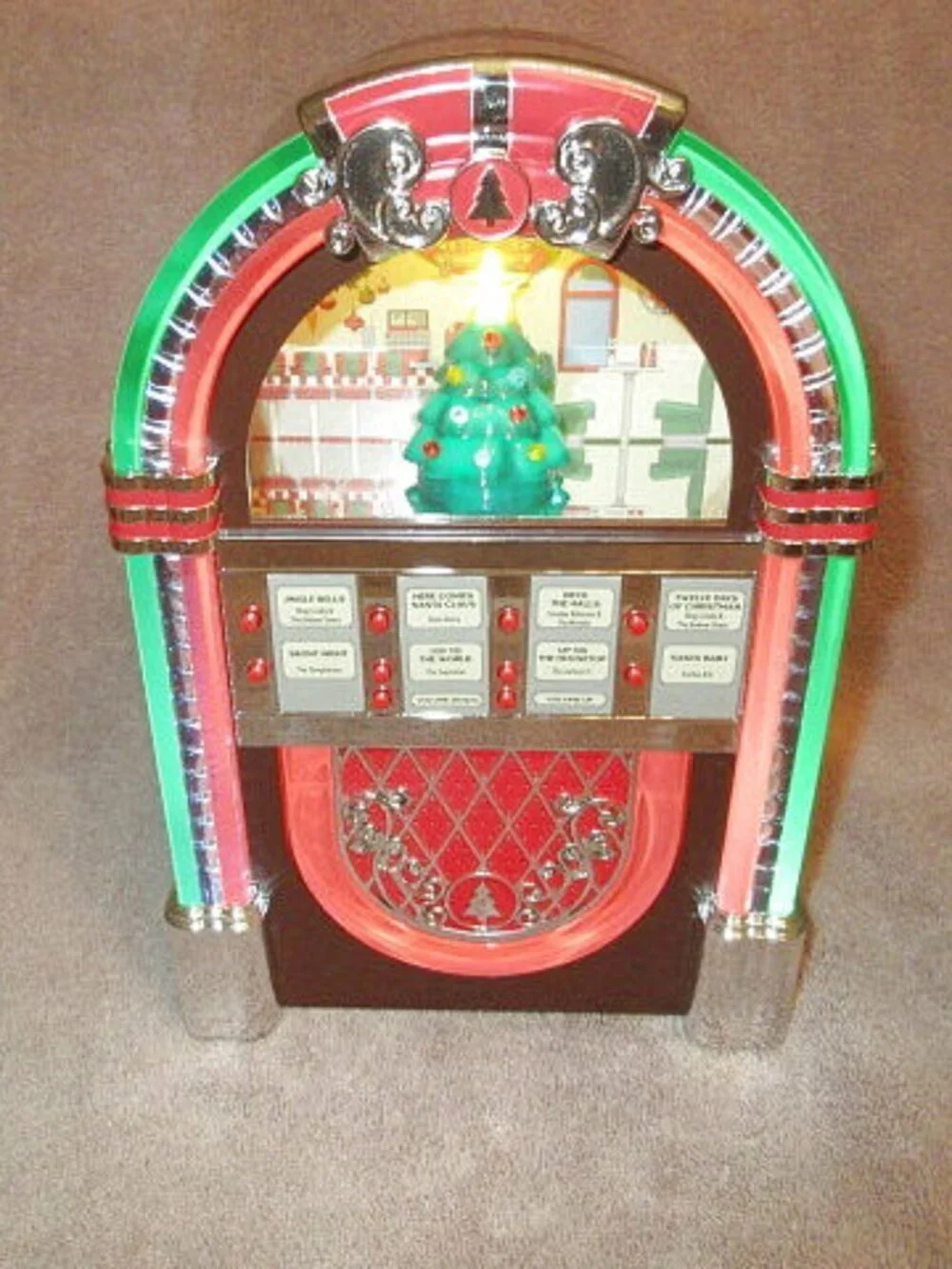 Mr. Christmas Wireless Musical Light Show Jukebox 8 Songs Retro Diner Style VID